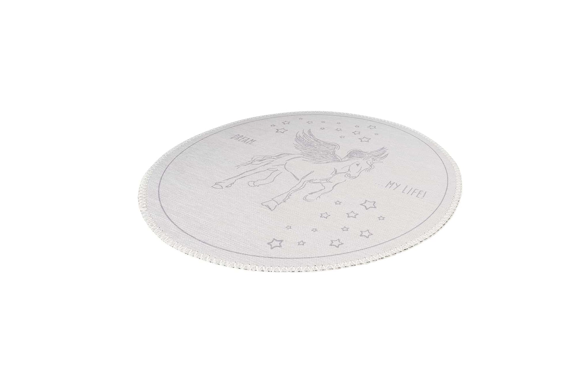 Teppich Bambini 200 Grau Ø 160cm RUND | Kinderteppich | Flachflor