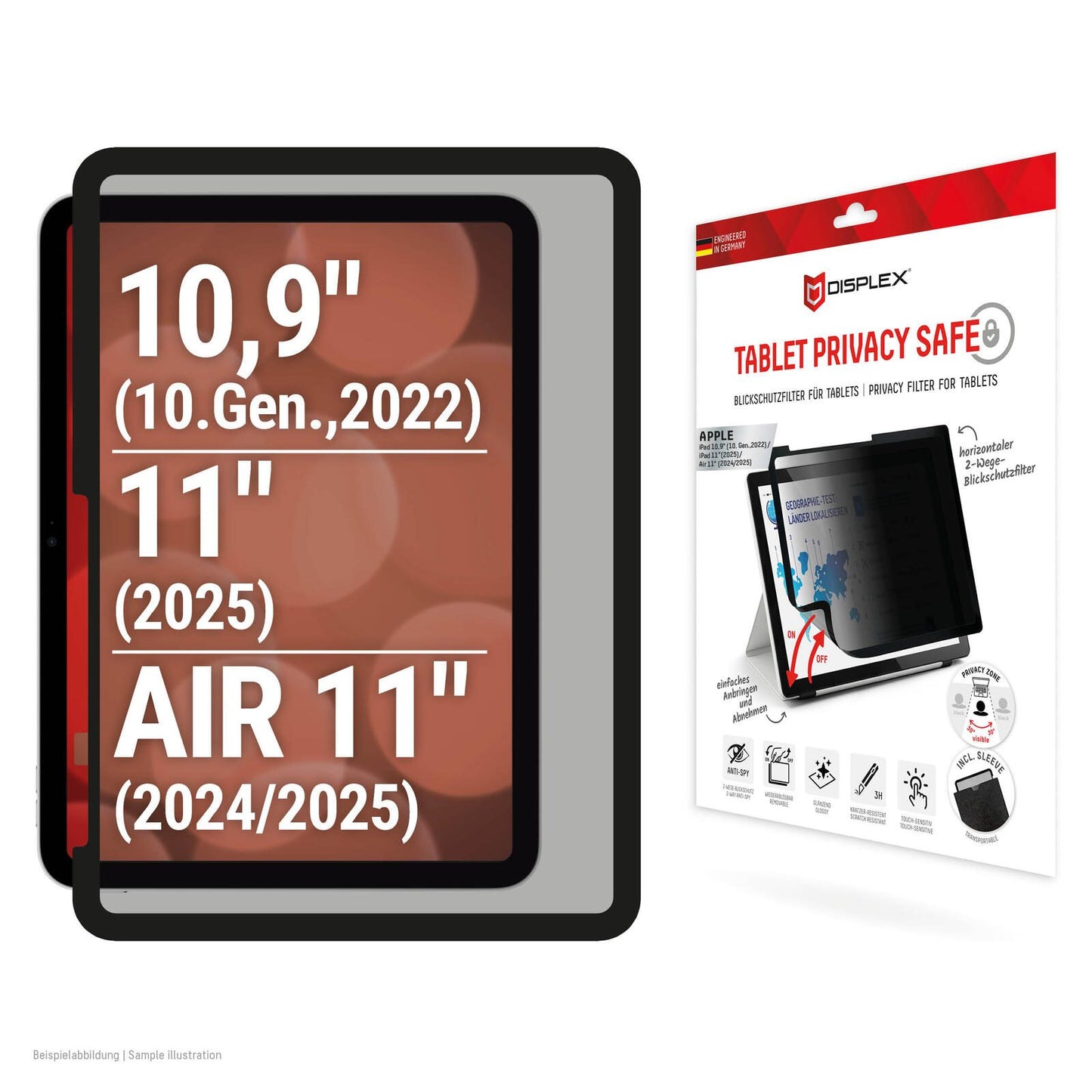 DISPLEX Privacy Safe Blickschutzfilter für iPad 10,9'' (10. Gen.) / 11" (11. Gen.)  / Air 11'' (2024/2025)
