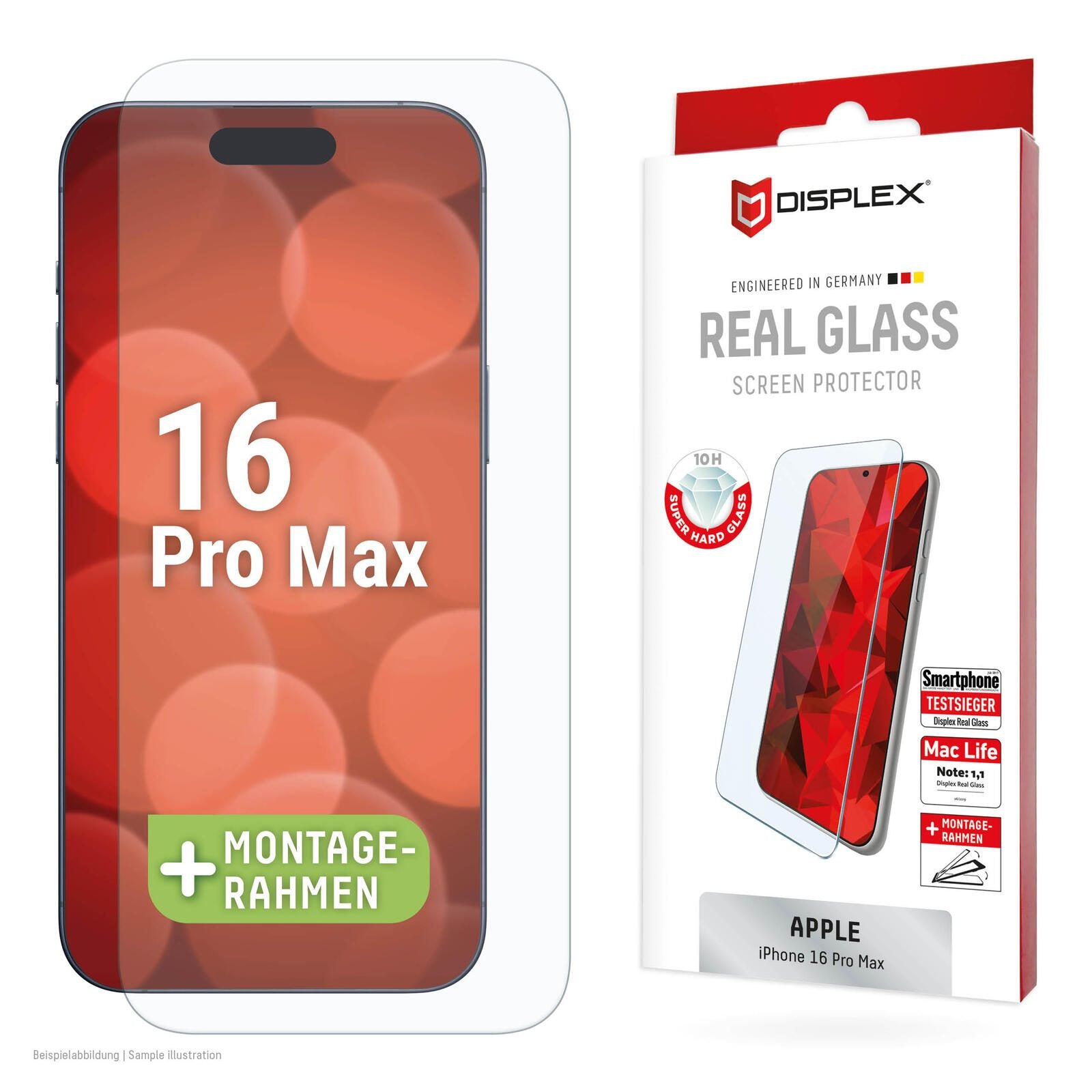 DISPLEX Panzerglas 2D/ Clear (10H) für Apple iPhone 16 Pro Max