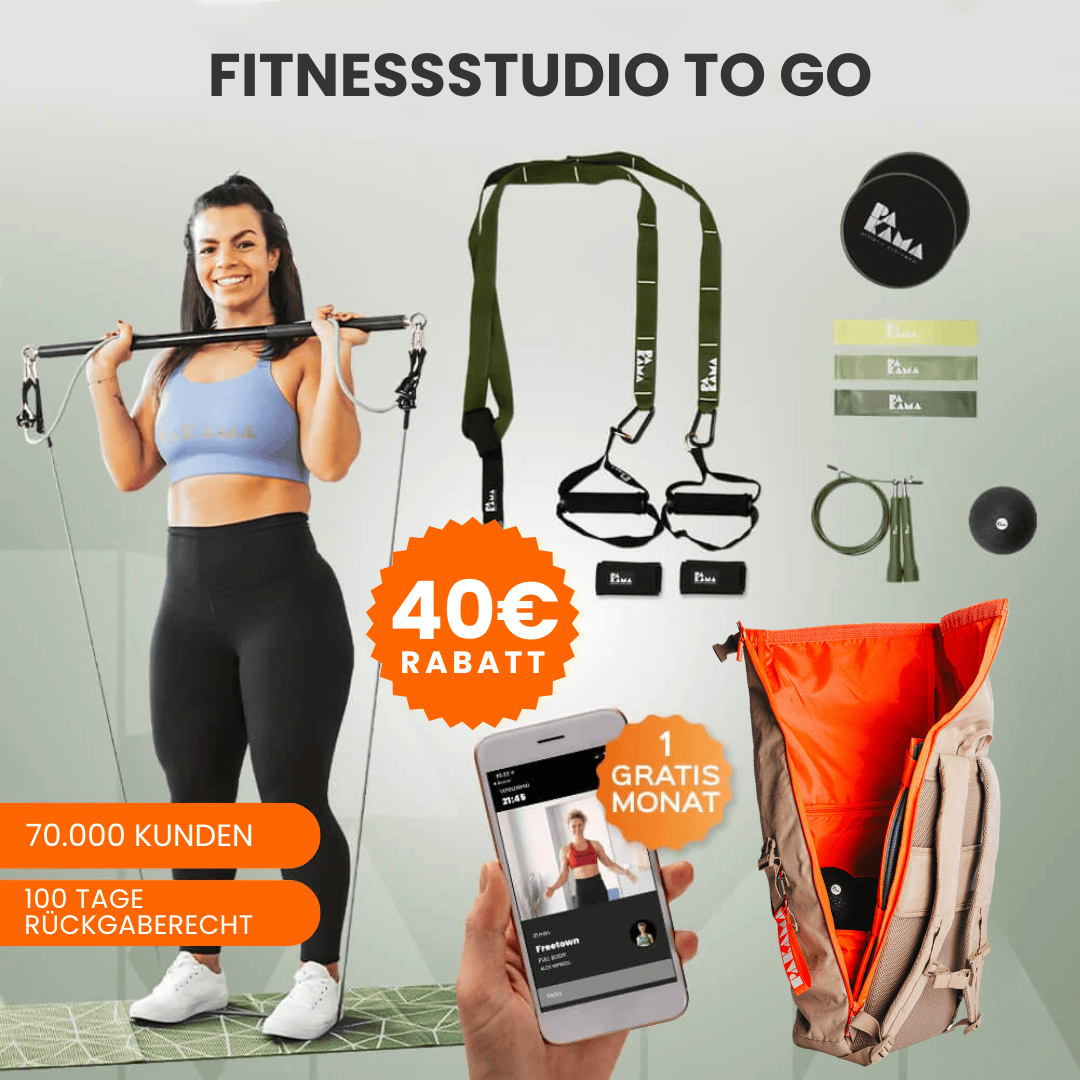 Mrs. Balance Fitnessstudio to Go (inkl. App) - Alle Tools + Earth Bag (beige) / GOTHAM Green