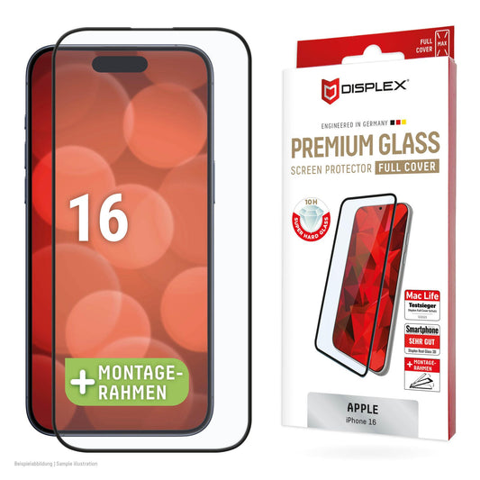 DISPLEX Premium Panzerglas (Full Cover, 10H) für Apple iPhone 16