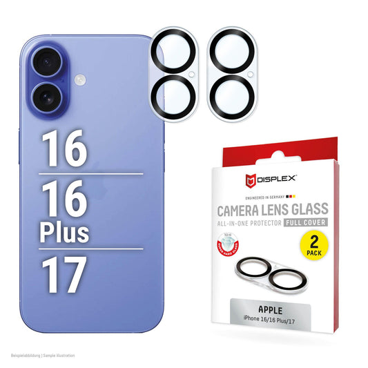DISPLEX Full Cover Camera Lens Glass, Apple iPhone 16/16 Plus/17 (2 Stück)