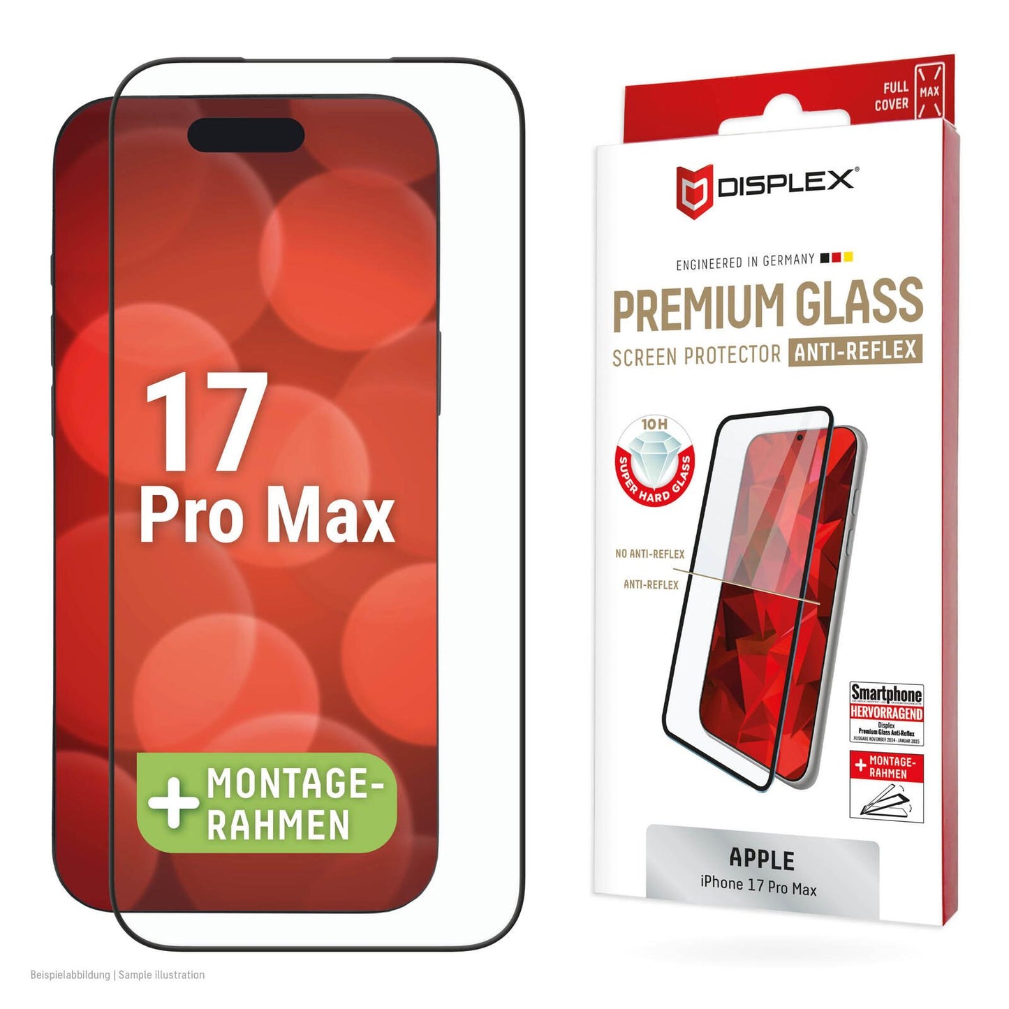 DISPLEX Premium Panzerglas (Full Cover, 10H) für Apple iPhone 17 Pro Max