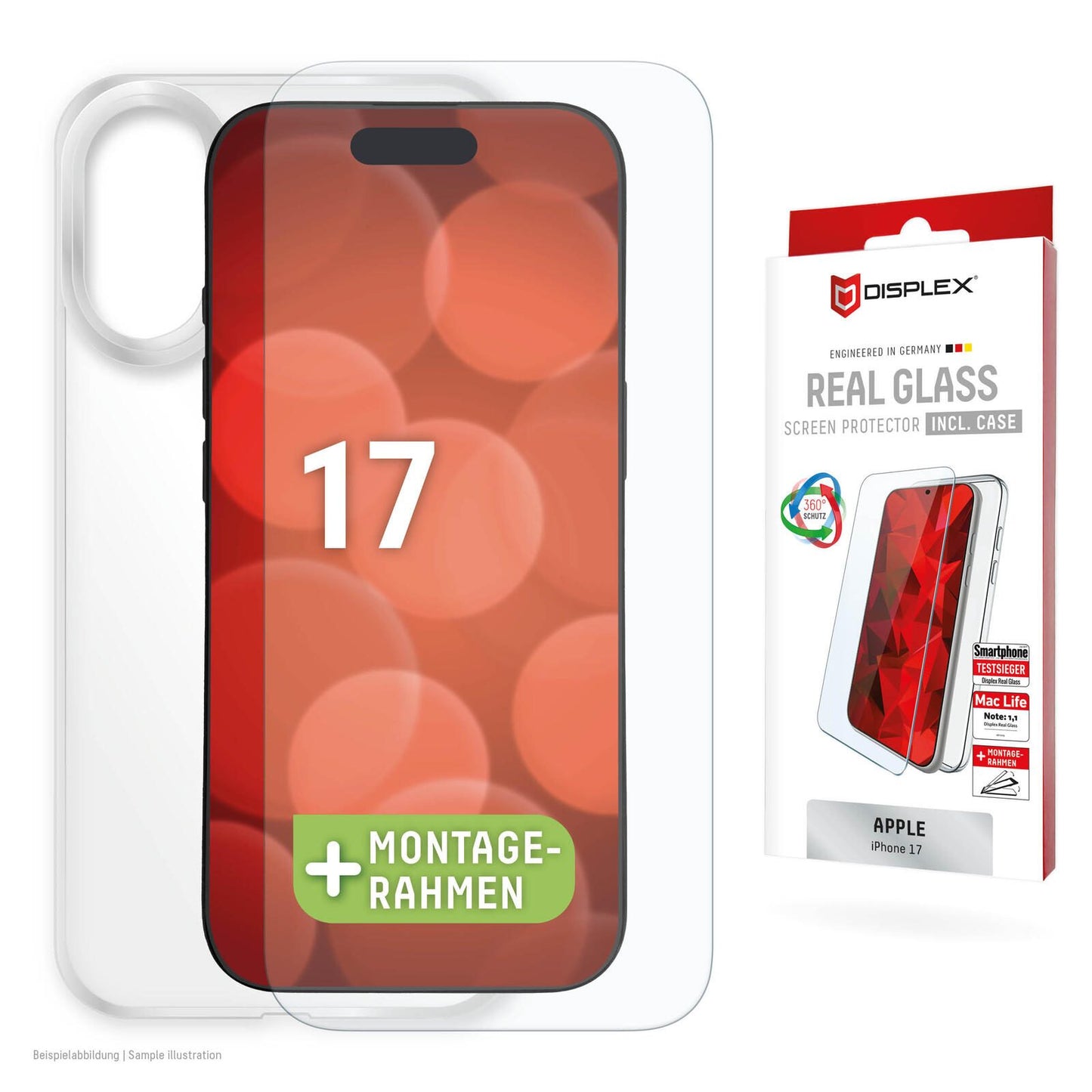 DISPLEX Panzerglas + Schutzhülle für Apple iPhone 17