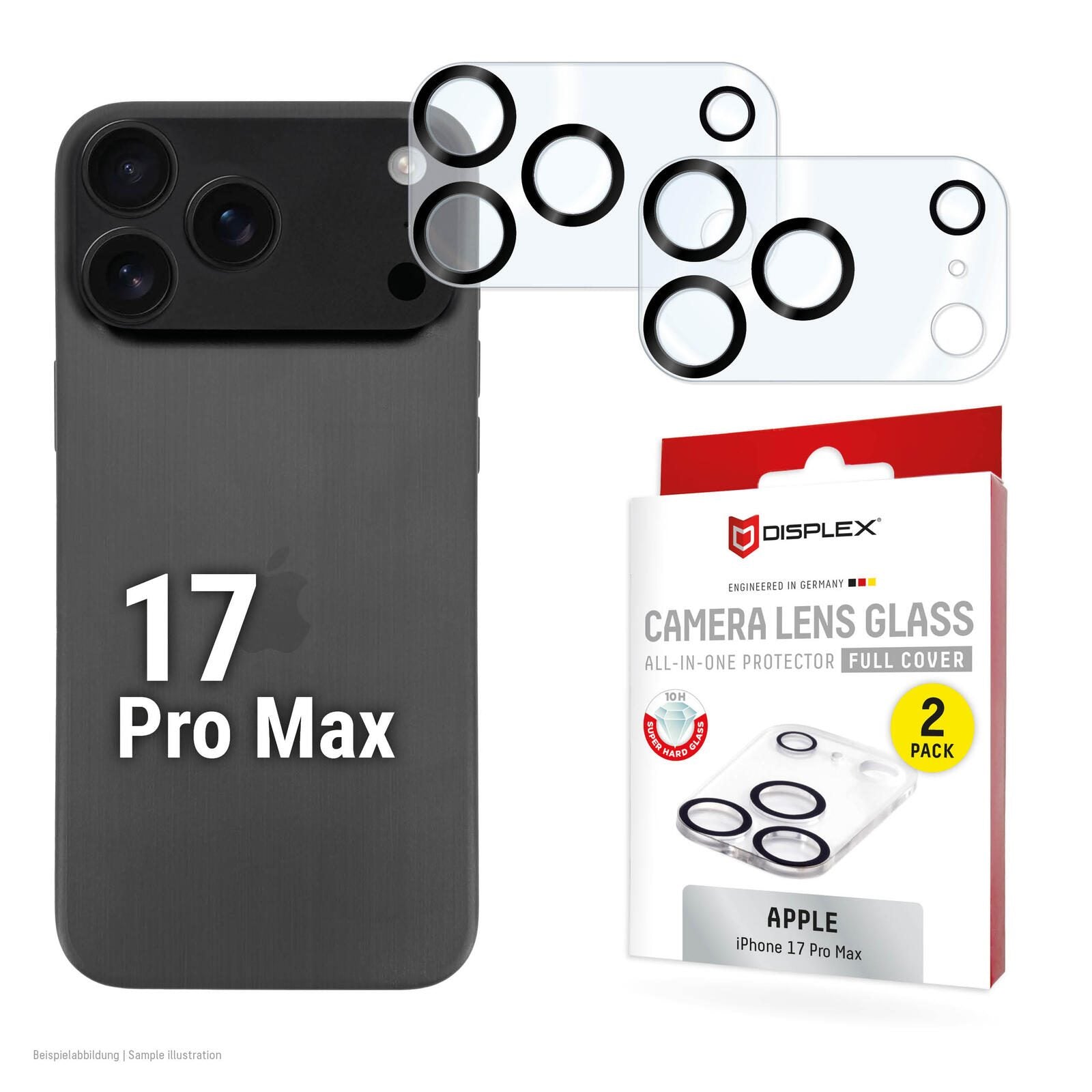 DISPLEX Full Cover Camera Lens Glass, Apple iPhone 17 Pro Max (2 Stück)