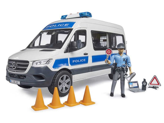 BRUDER MB Sprinter Polizei Einsatzfahrzeug, mit Polizist, Ausrüstung und Licht- und Soundmodul