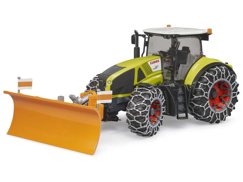 BRUDER CLAAS Axion 950 mit Schneeketten und Räumschild
