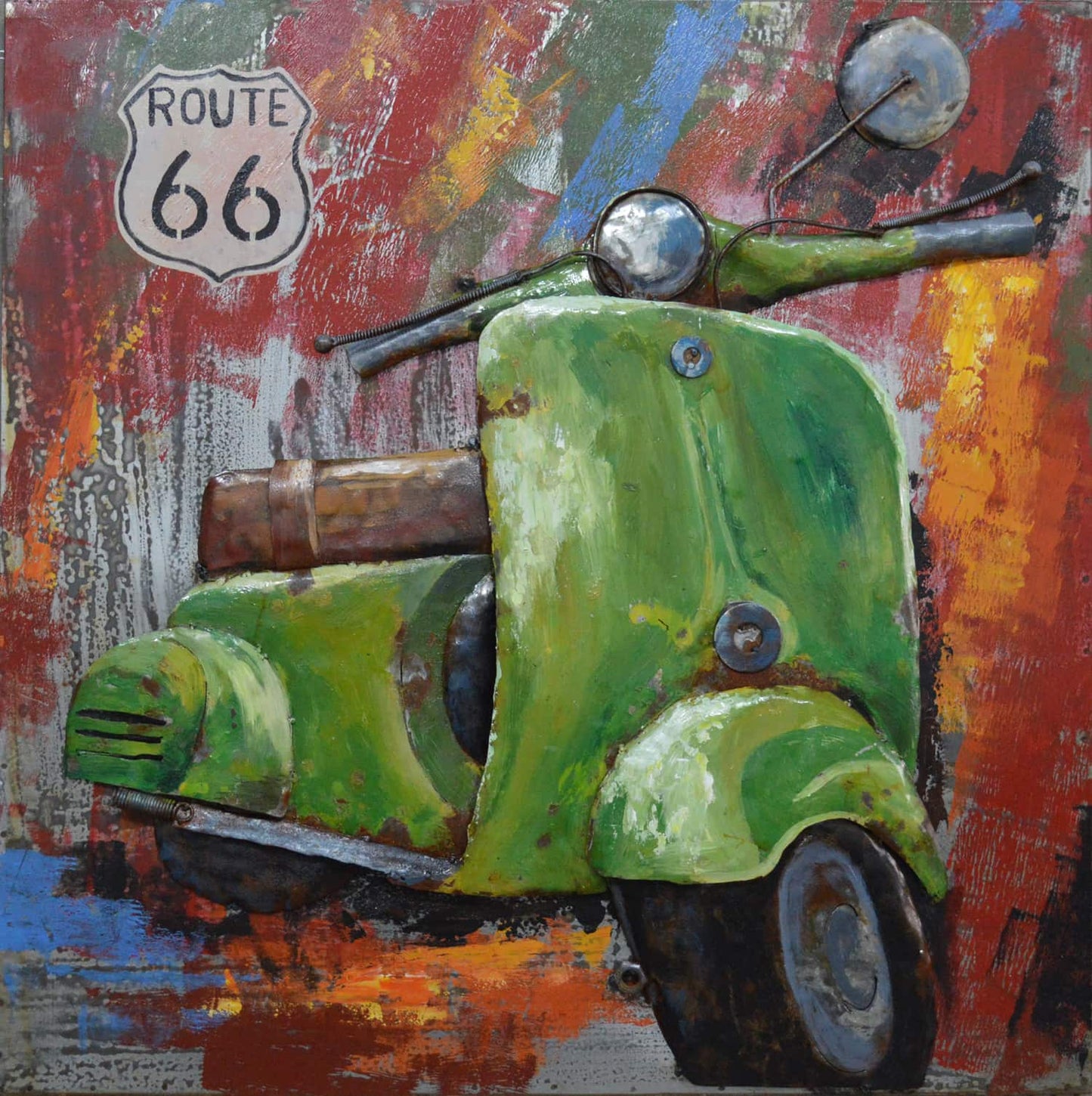 Metall Wandbild Motorroller 80cm x 80cm