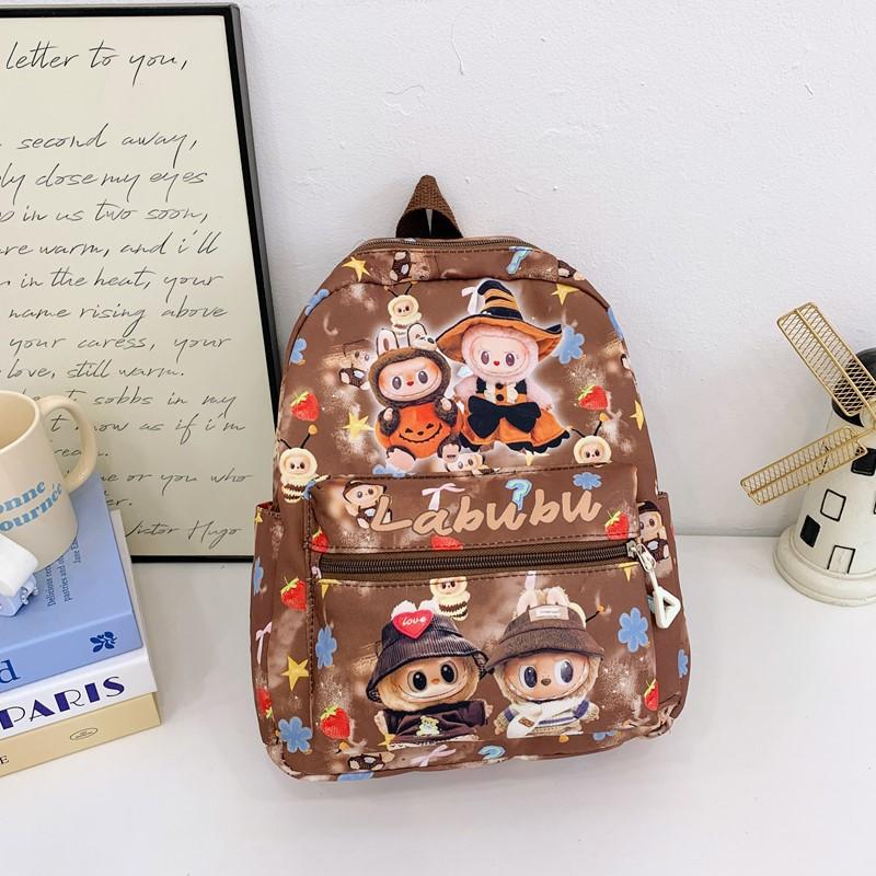Schultasche Rucksack Großvolumige Kindertasche LABUBU Grundschulrucksack Mädchen Junge Schulrucksack braun