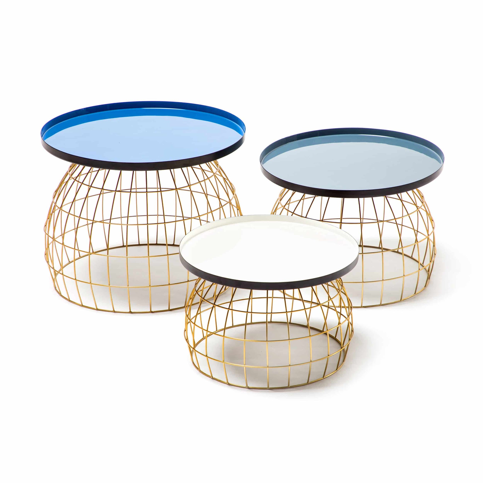 Beistelltisch-Set Laudatio 160 Blau / Grau / Weiß