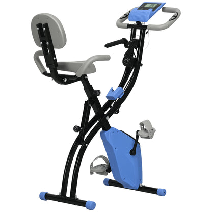 HOMCOM Heimtrainer X-Bike 2-in-1 Fahrradtrainer mit LCD-Display klappbar Trimmrad 8-stufiger Magnetwiderstand und Spannseil 97x51x115 cm   Aosom.de