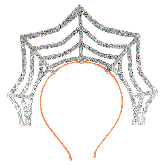 Halloween Haarreif Spinnennetz silber