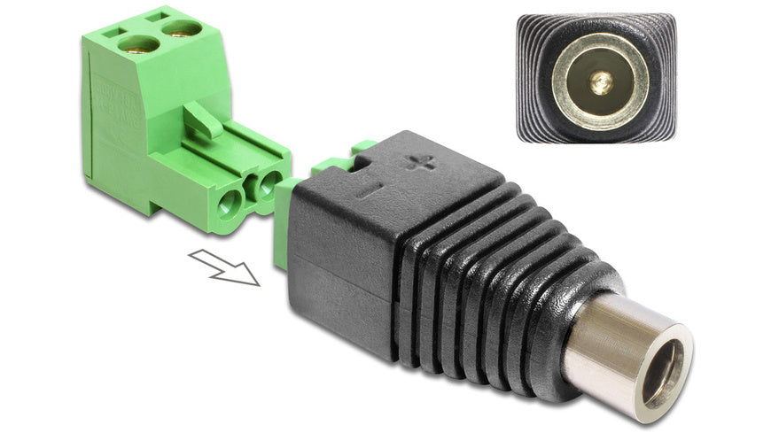 Delock Adapter Terminalblock > DC 2,1 x 5,5 mm Buchse 2-teilig