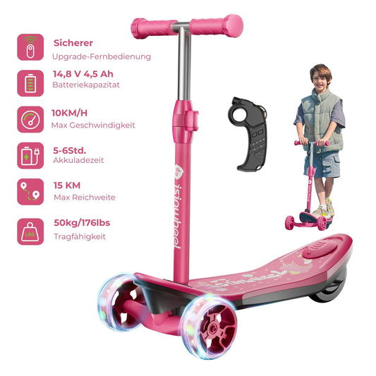 iScooter iK1S/iK3 Kinder E-Scooter mit höhenverstellbarem Lenker - MiniSpider Rosa
