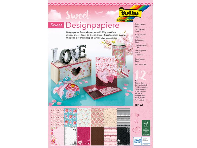 Folia Designpapiere »Sweet«, 165 g/m², DIN A4, 12 Blatt