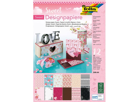 Folia Designpapiere »Sweet«, 165 g/m², DIN A4, 12 Blatt