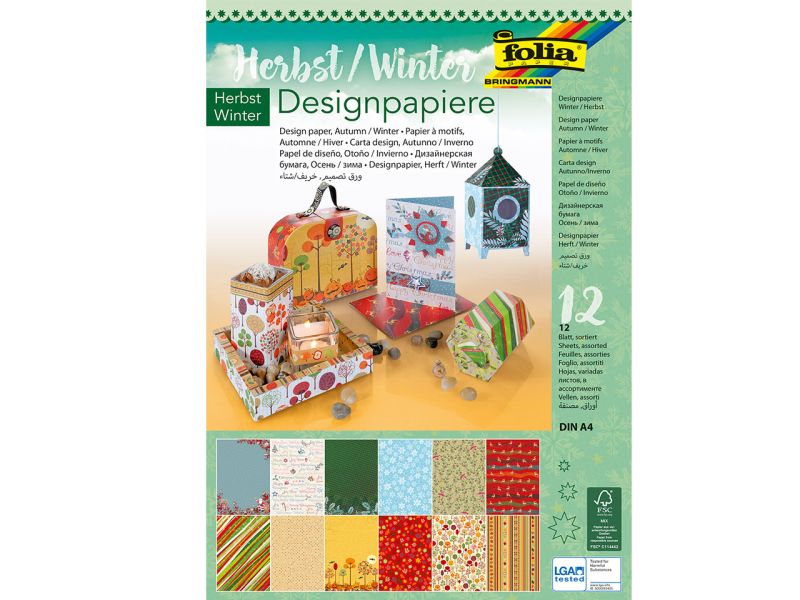 Folia Designpapiere »Herbst/Winter«, 165 g/m², DIN A4, 12 Blatt