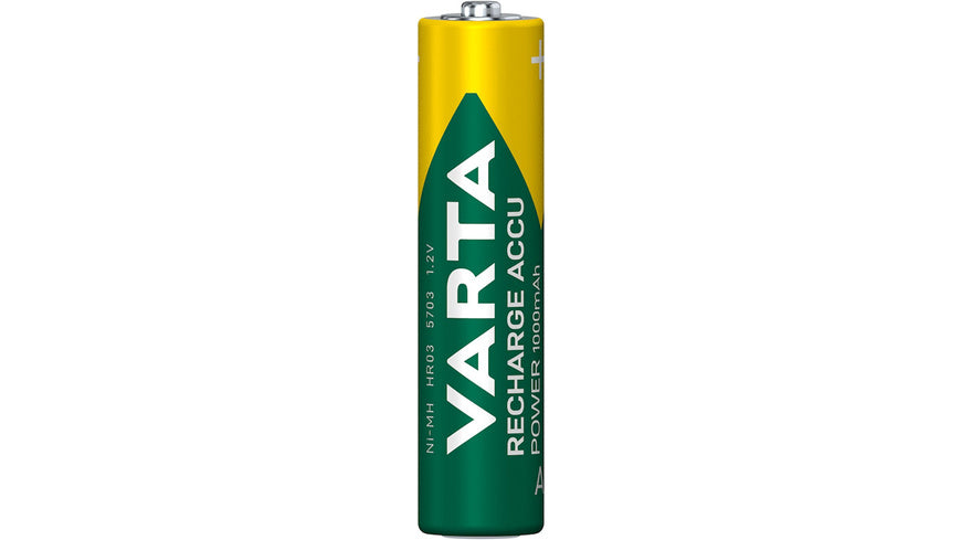 VARTA 4er-Set NiMH-Micro-Akku RECHARGE ACCU Power 1000 mAh, AAA, HR03
