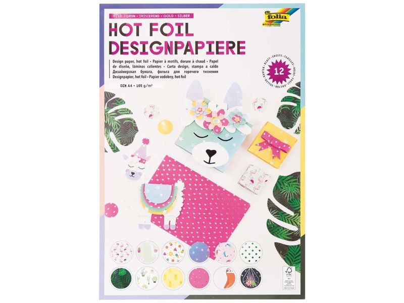 Folia Designpapier HOTFOIL, pink/grün, 165g/m², DIN A4