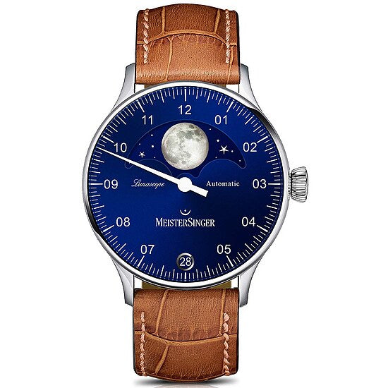 Lunascope LS 908 von Meistersinger die Einzeigeruhr mit Mondphase, Datum und Automatikwerk