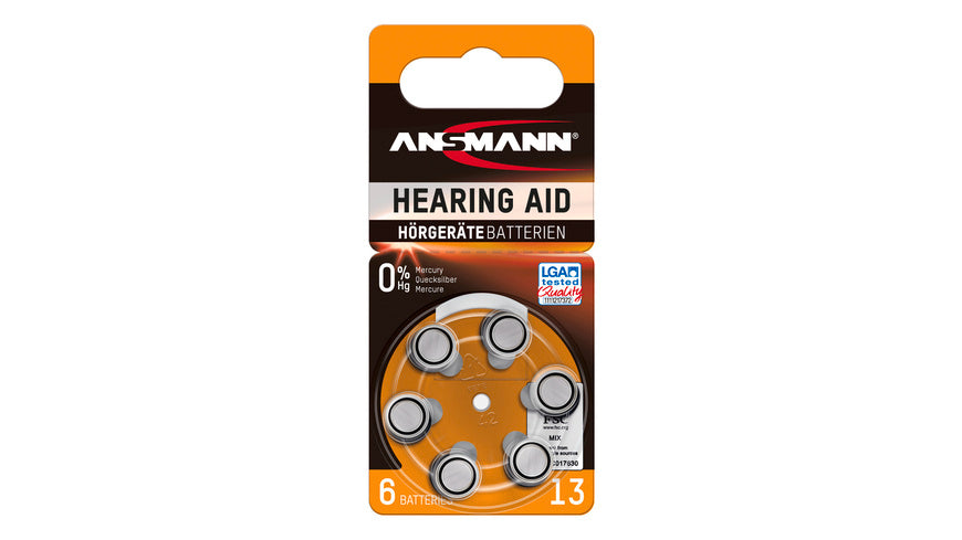 Ansmann Hörgeräte-Batterie Zinc-Air 13 PR48, 1,4 V, 6er-Blister