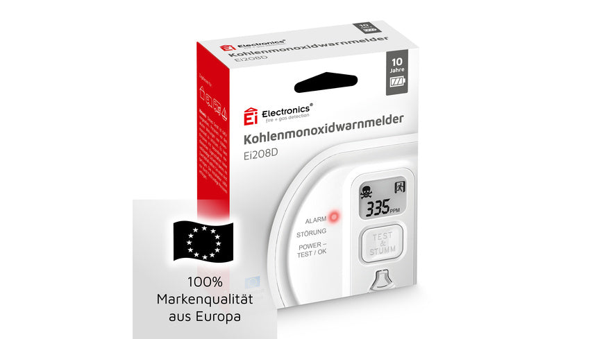 Ei Electronics Kohlenmonoxidmelder Ei208D mit Display, Stand-alone-Gerät, 10-Jahres-Batterie