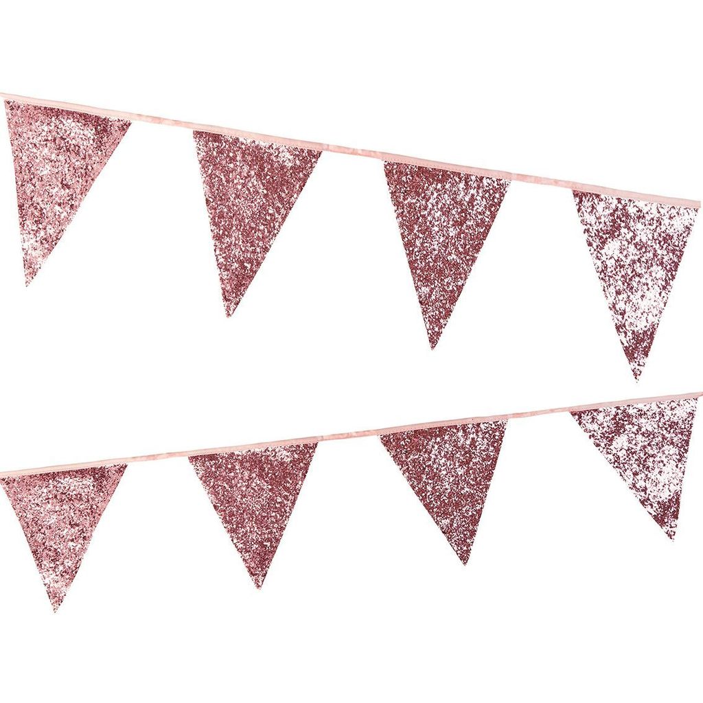 Wimpelgirlande Rosa Glitzer