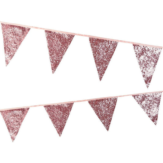 Wimpelgirlande Rosa Glitzer