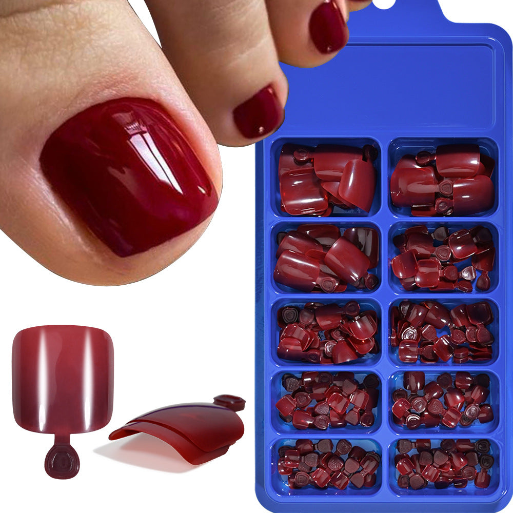 100 Pieces Of Solid Color Toe Wear Nail Tips Simple Advanced Ladies Boxed Toe Nail Art Nail Tips