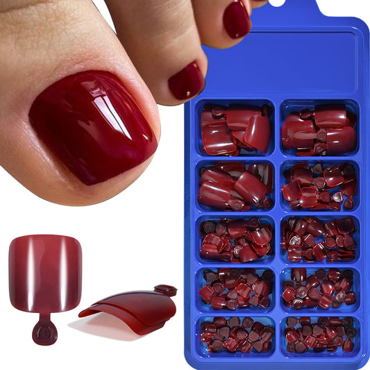 100 Pieces Of Solid Color Toe Wear Nail Tips Simple Advanced Ladies Boxed Toe Nail Art Nail Tips