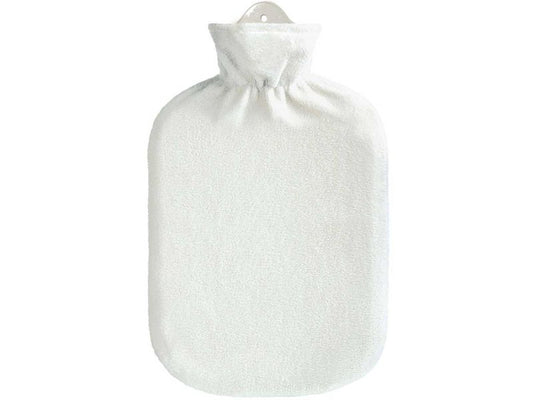 Sänger Wärmflasche mit Fleecebezug, weiß