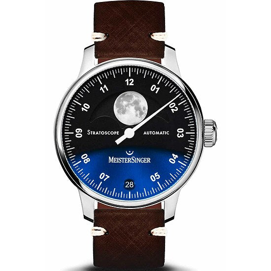 Stratoscope ST982 von Meistersinger die Einzeigeruhr mit Mondphase, Datum und Automatikwerk