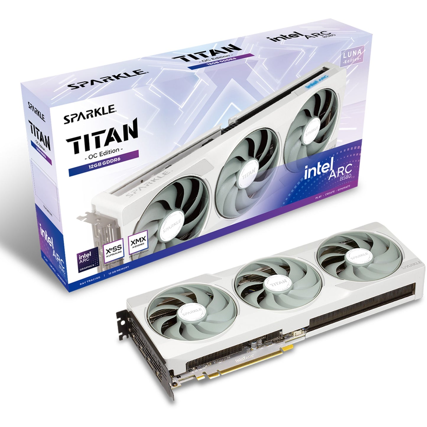 B580 12GB Sparkle Intel Arc Titan Luna OC GDDR6 white 3 Fan