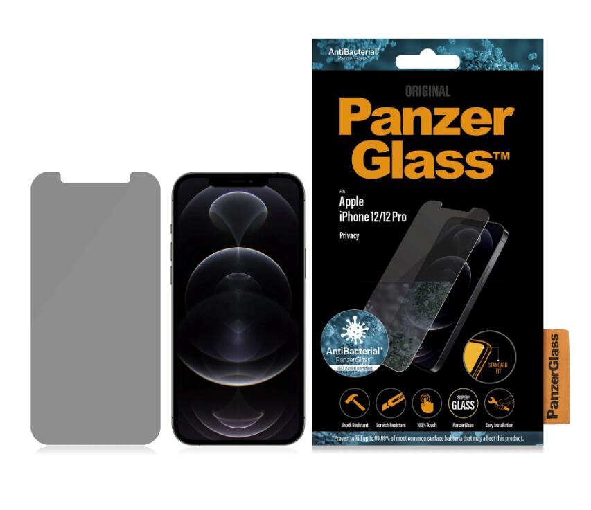PanzerGlass Standard Fit - Privacy Displayschutzglas für iPhone 12, iPhone 12 Pro