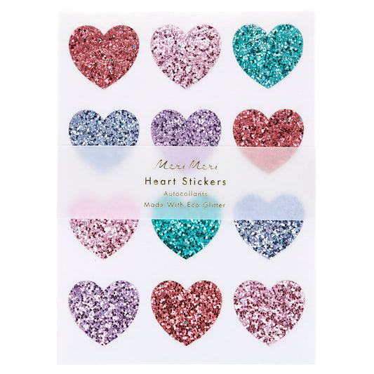 Herz Glitzersticker pink /türkis