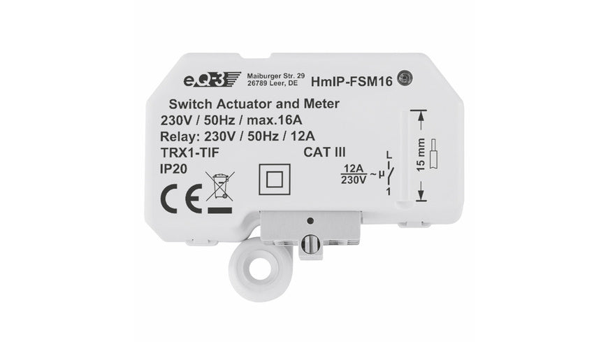 Homematic IP Smart Home Schalt-Mess-Aktor (16 A) – Unterputz, HmIP-FSM16