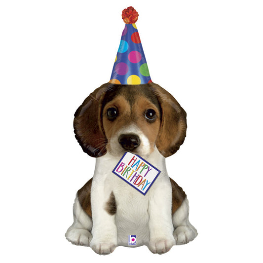Folienballon Hundewelpe mit Partyhut