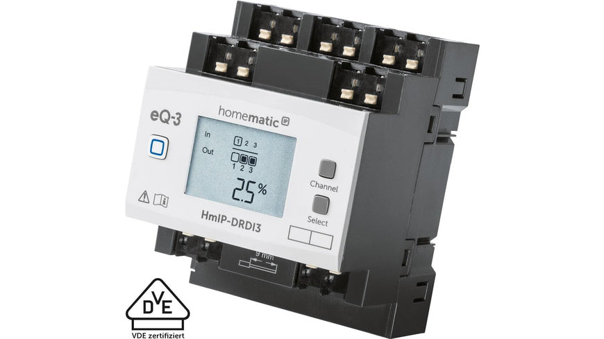 Homematic IP Smart Home Dimmaktor für Hutschienenmontage – 3-fach, HmIP-DRDI3