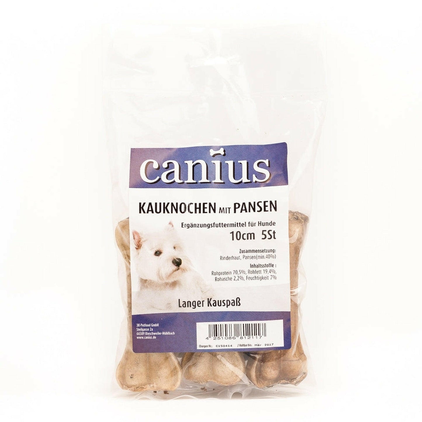Canius Kauknochen mit Pansenfüllung 10cm 5 Stück