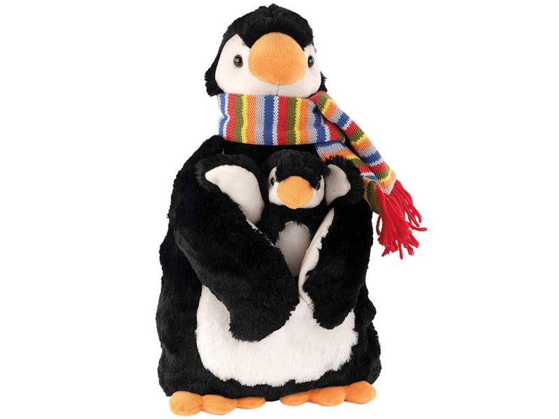 Sänger Wärmflasche und Wärmekissen »Pinguin James mit Baby Jamie«, Kirschkernfüllung