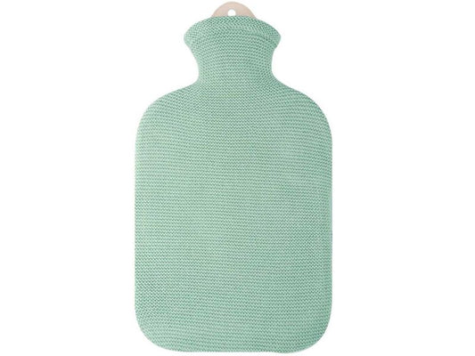 Sänger Wärmflasche mit Strickbezug aus Baumwolle, mintgrün