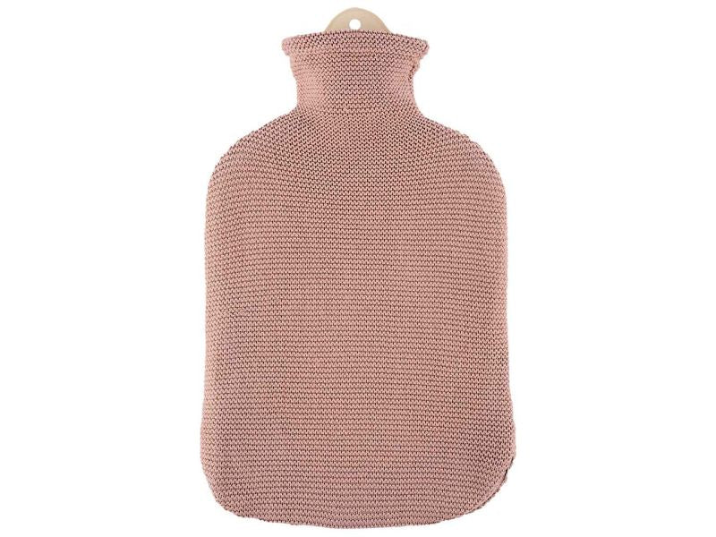 Sänger Wärmflasche mit Strickbezug aus Baumwolle, altrosa