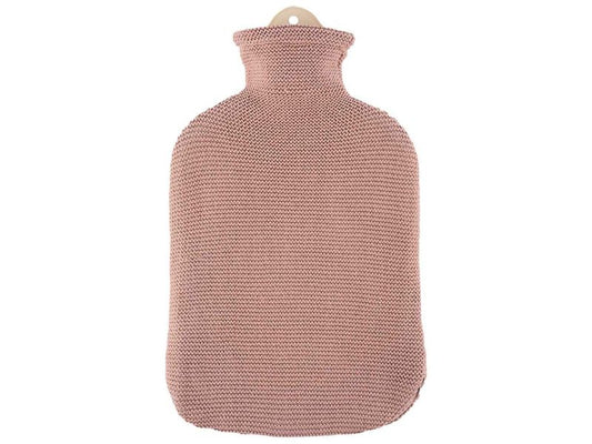 Sänger Wärmflasche mit Strickbezug aus Baumwolle, altrosa
