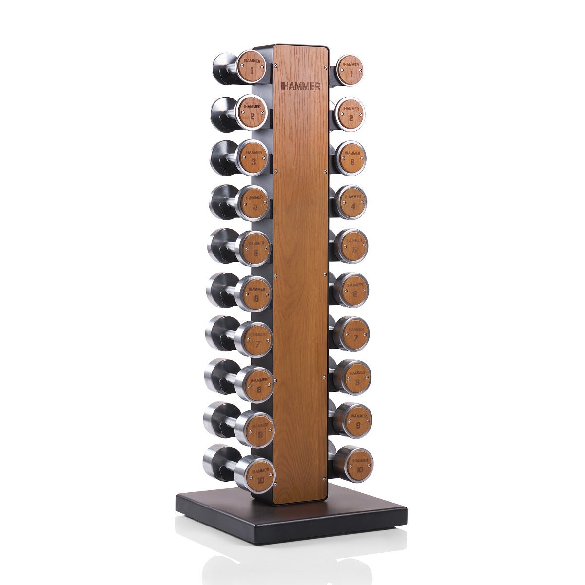 Hantelturm Exclusive, Platzsparend, Homegym, Kompakthantel, Roteiche, Fitness, Kraft (ohne Hanteln) HAMMER