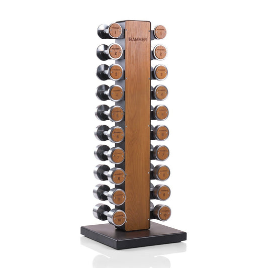 Hantelturm Exclusive, Platzsparend, Homegym, Kompakthantel, Roteiche, Fitness, Kraft (ohne Hanteln) HAMMER