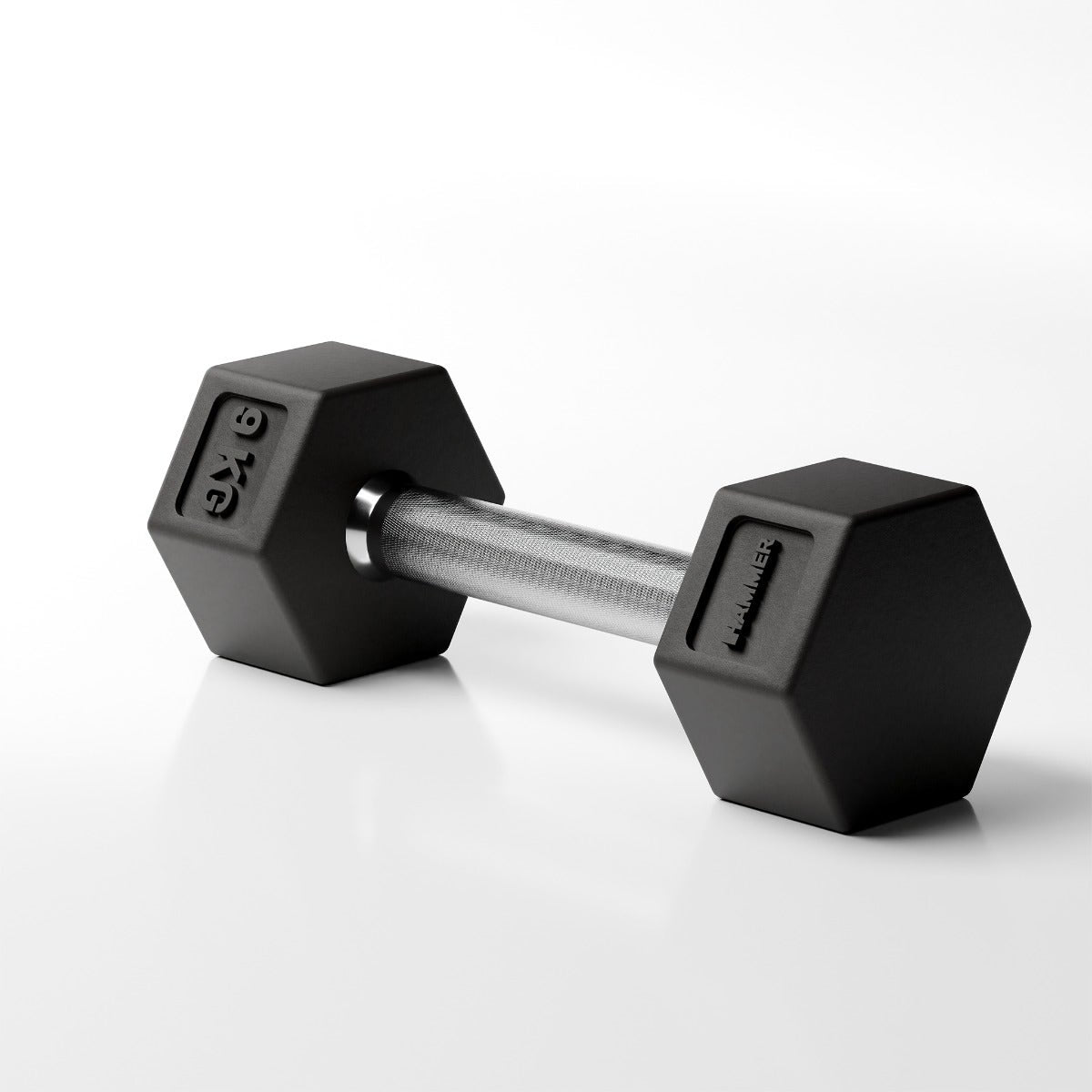 Kompakthanteln Hexagon PRO 9 kg, Standfest, beste Kraftverteilung, Stahlgriff, Gummierung, Stapelbar, Functional Training, CrossFit HAMMER MAXIMUM