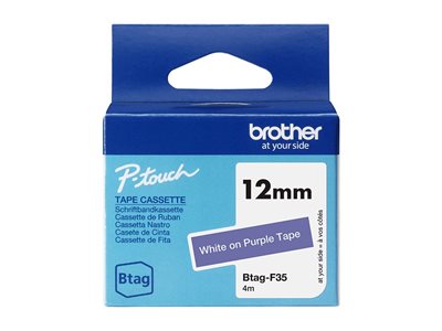 BROTHER 12MM White on Purple BTAGF35