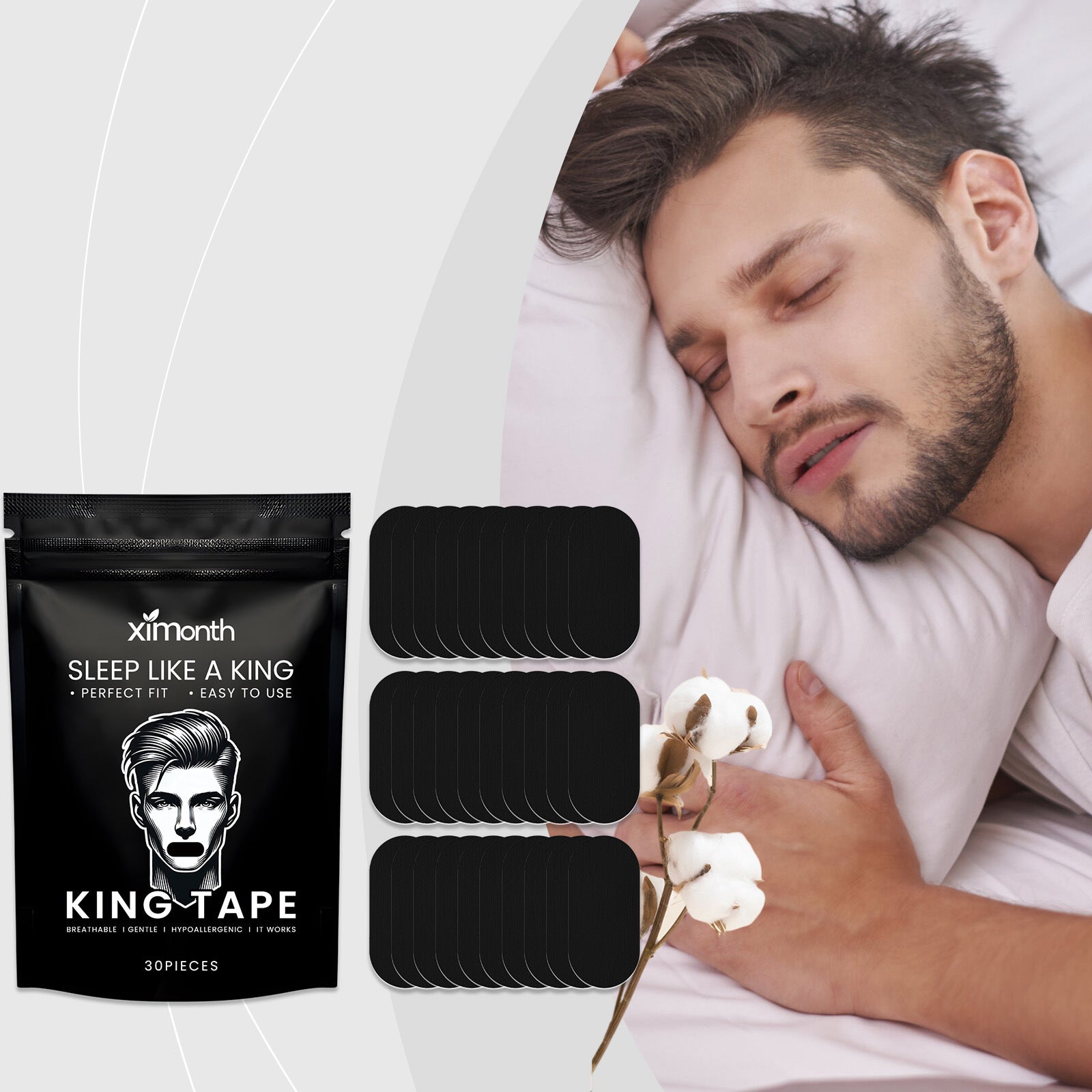 XIMONTH Anti Snoring Tape, Anti Snoring Sleep Tape, Care For Sleep Comfort, Breathable Mouth Tape