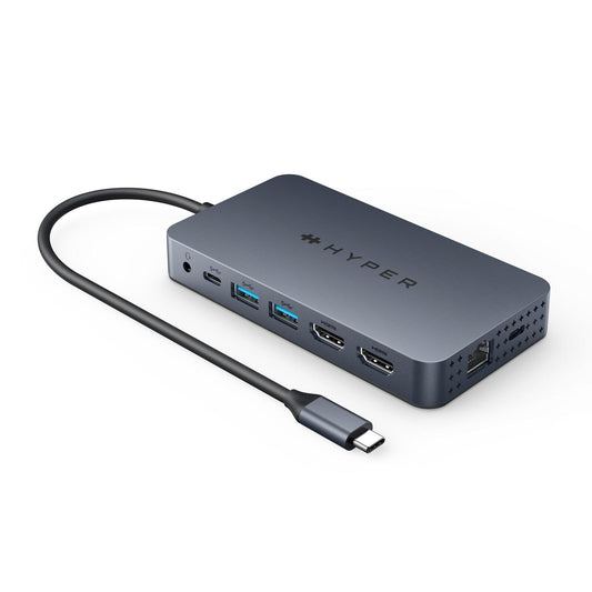 Hyper® HyperDrive Universal USB-C® 10-in1 Dual HDMI Mobile Dock - Space Grey - für MacBook M1/M2 MBAir/Pro®