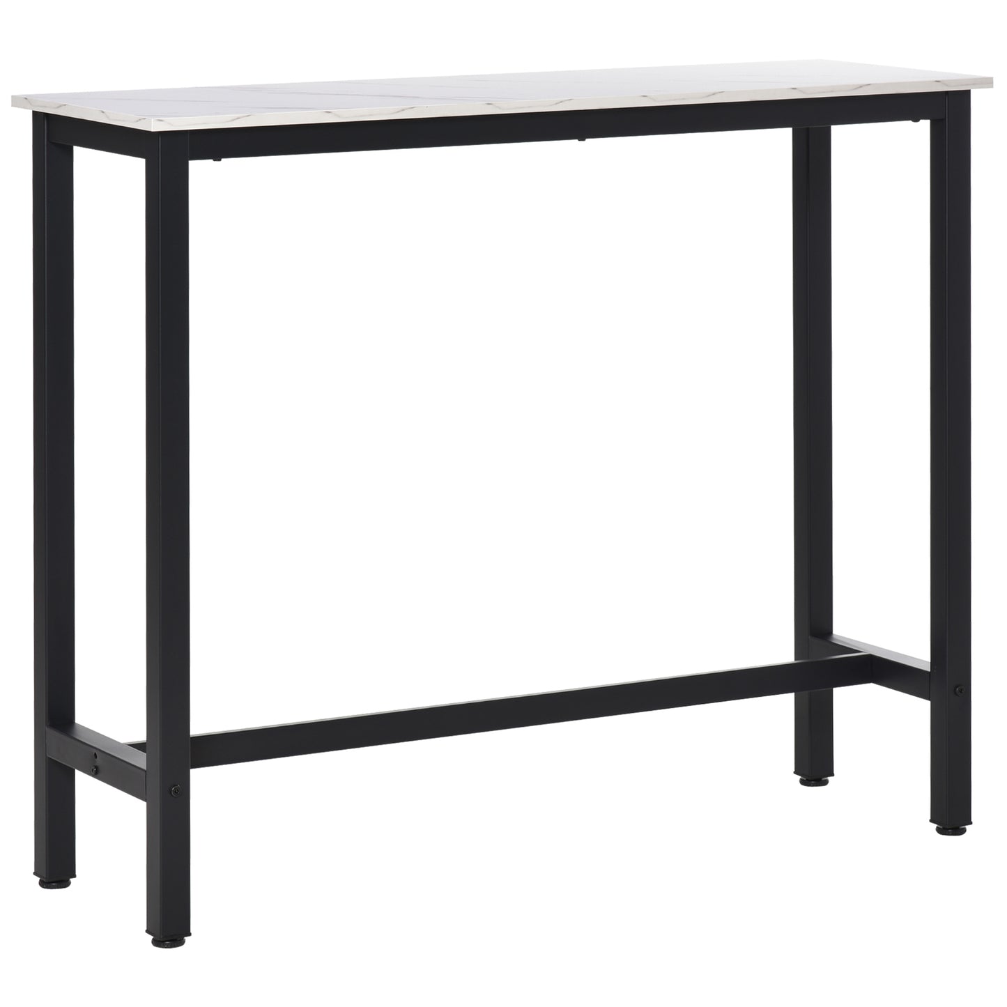 HOMCOM Bartisch Stehtisch mit Marmoroptik, Küchentisch mit verstellbare Füße für Wohnzimmer, Esszimmer, Stahl 120 x 40 x 100 cm Weiß+Schwarz   Aosom